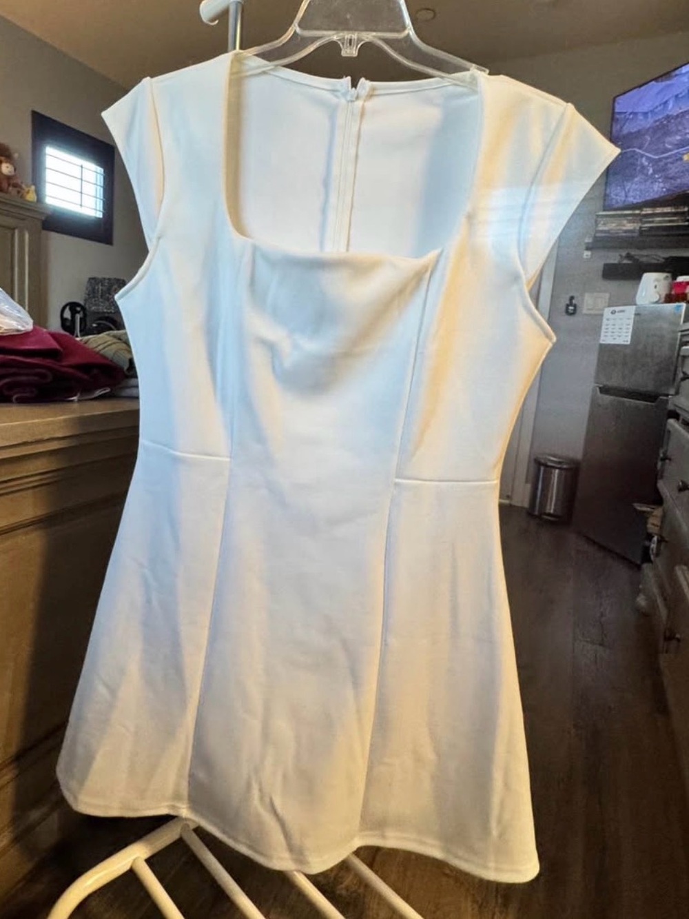 Women's White Cap-Sleeve Mini Dress - Clean A-Line Style